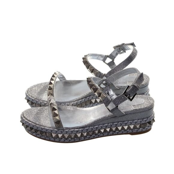 Christian Louboutin Christian Louboutin Pyraclou 60 Silver Studded Platform